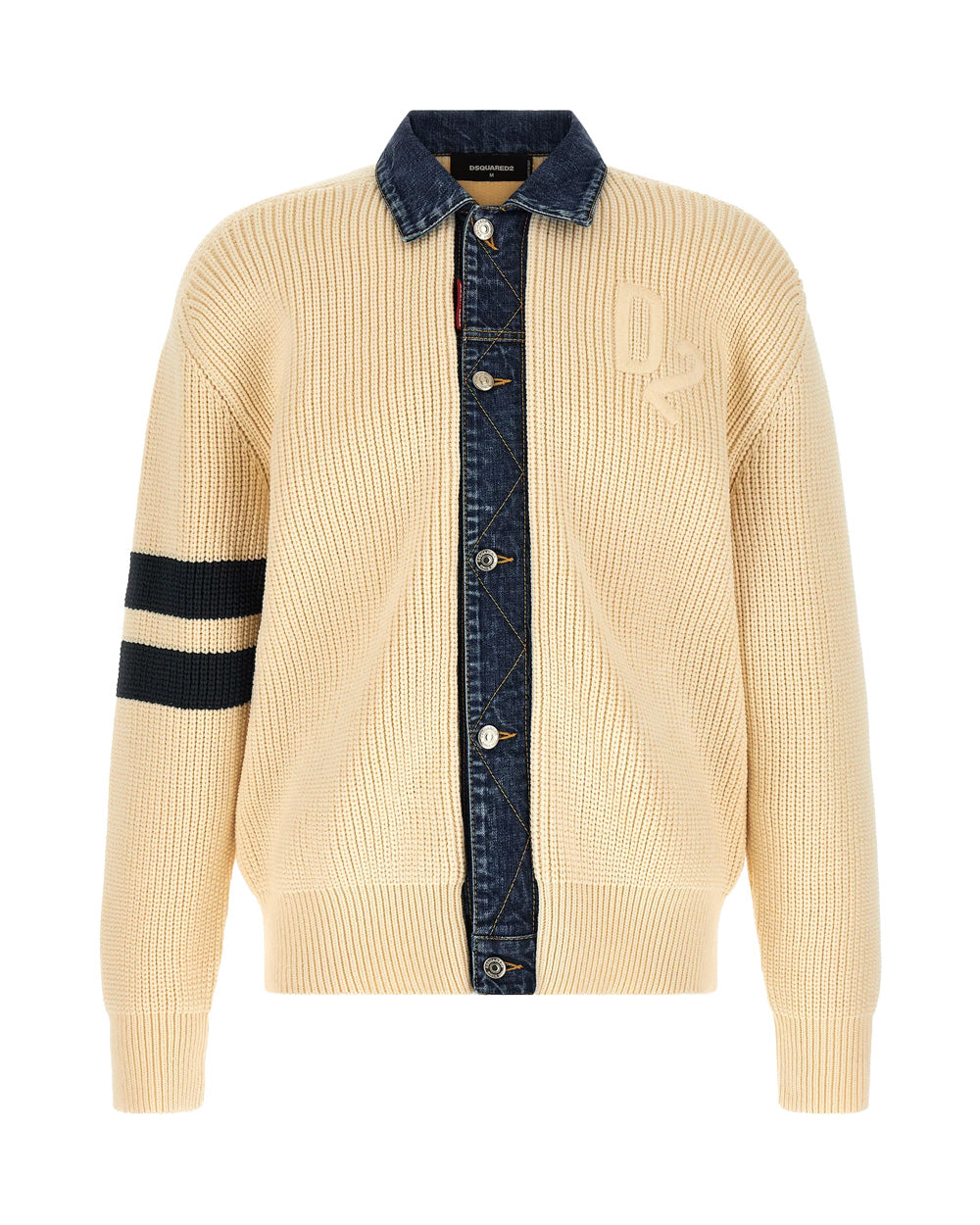 DSQUARED2 Maglia DSQUARED2 uomo S74HA1591D13185 Beige casual cotone collo classico polsi a costine S74HA1591D13185 961