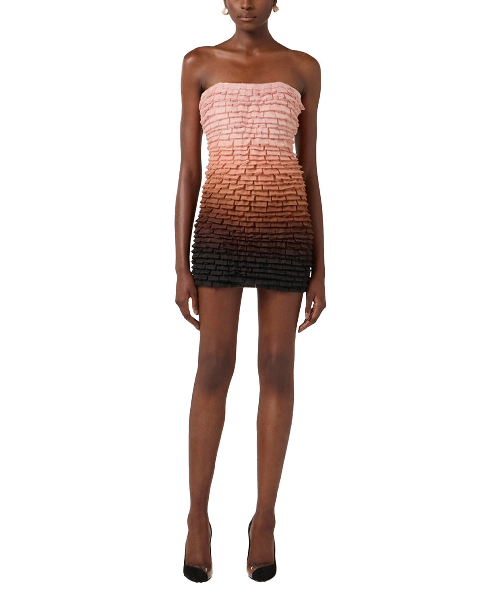 ELISABETTA FRANCHI Abito ELISABETTA FRANCHI donna AB83062E2 Nude tulle micro balze logo strass AB83062E2 FF1
