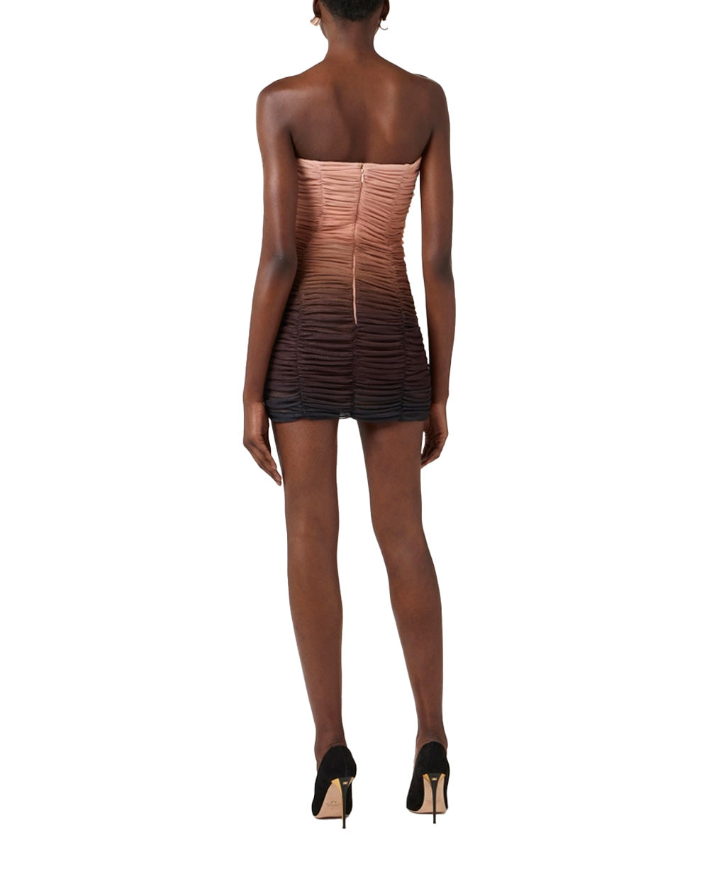 ELISABETTA FRANCHI Abito ELISABETTA FRANCHI donna AB83062E2 Nude tulle micro balze logo strass AB83062E2 FF1