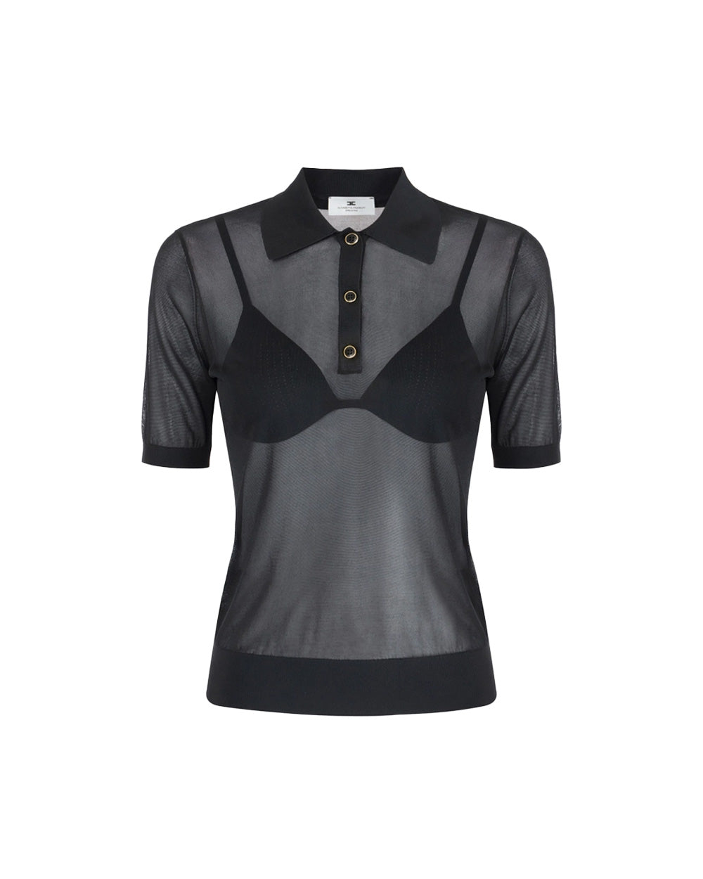 ELISABETTA FRANCHI Maglia ELISABETTA FRANCHI donna MK80B61E2 Nera polo nylon maniche corte clletto reggiseno aderente MK80B61E2 110
