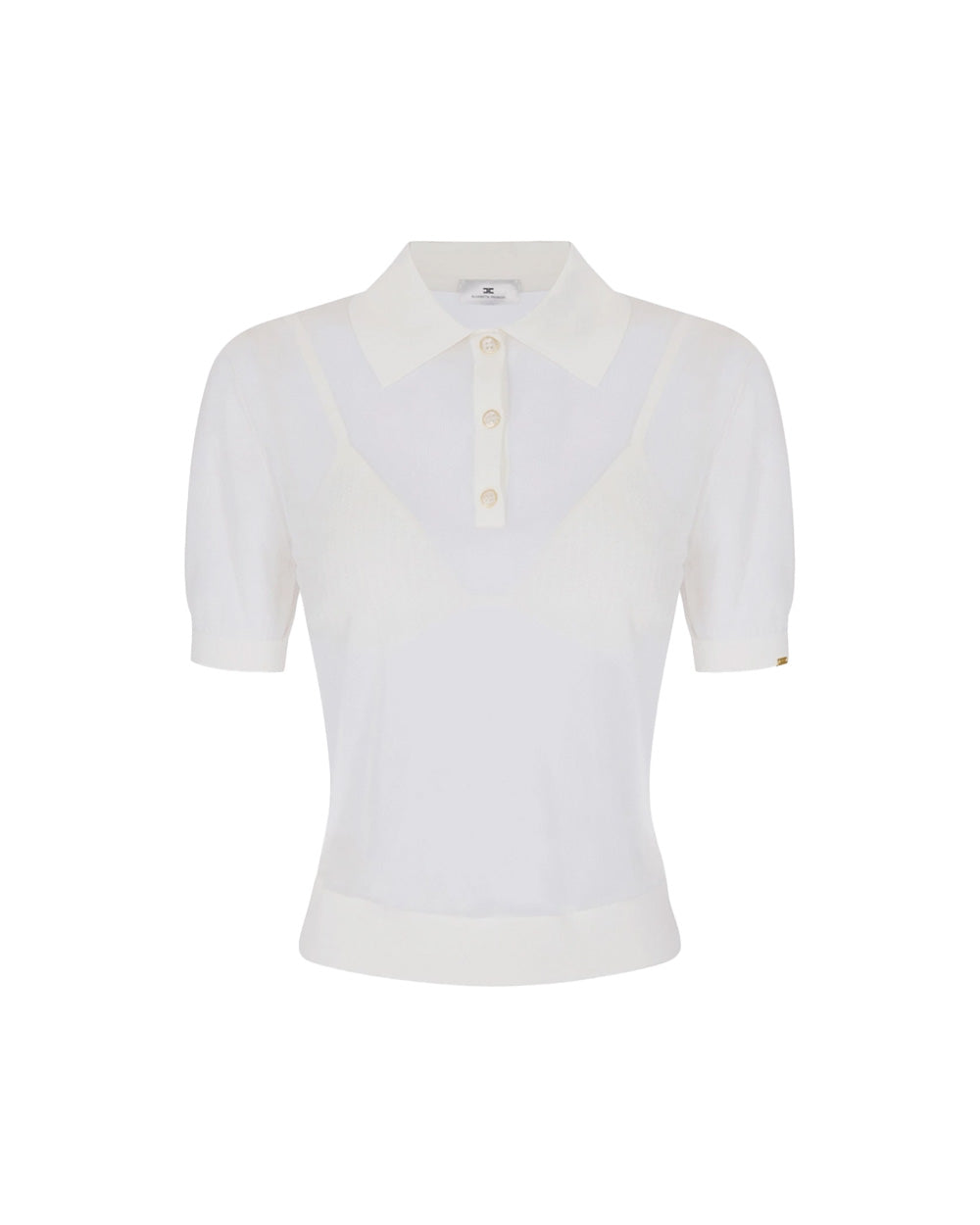 ELISABETTA FRANCHI Maglia ELISABETTA FRANCHI donna MK80B61E2 Bianca polo nylon maniche corte clletto reggiseno aderente MK80B61E2 360