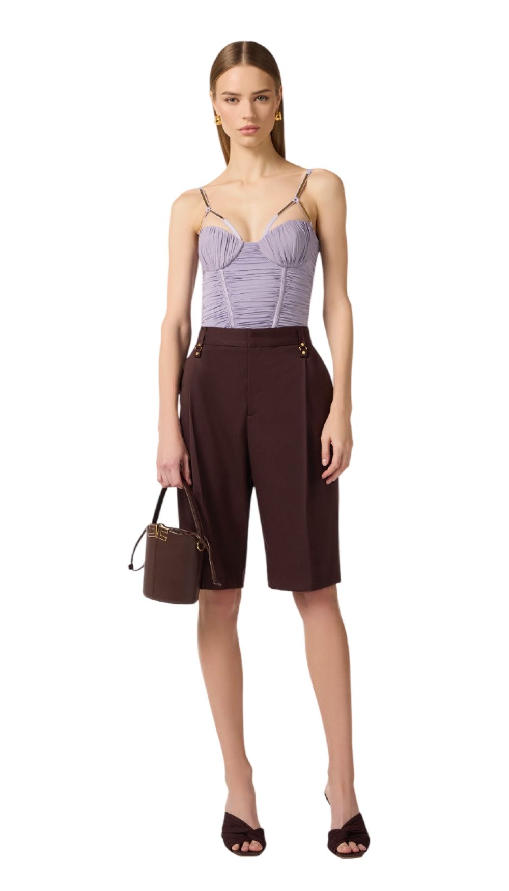 ELISABETTA FRANCHI Pantalone Elisabetta Franchi donna PA18162E2644 Main Collection Cacao<BR/> PA18162E2 644