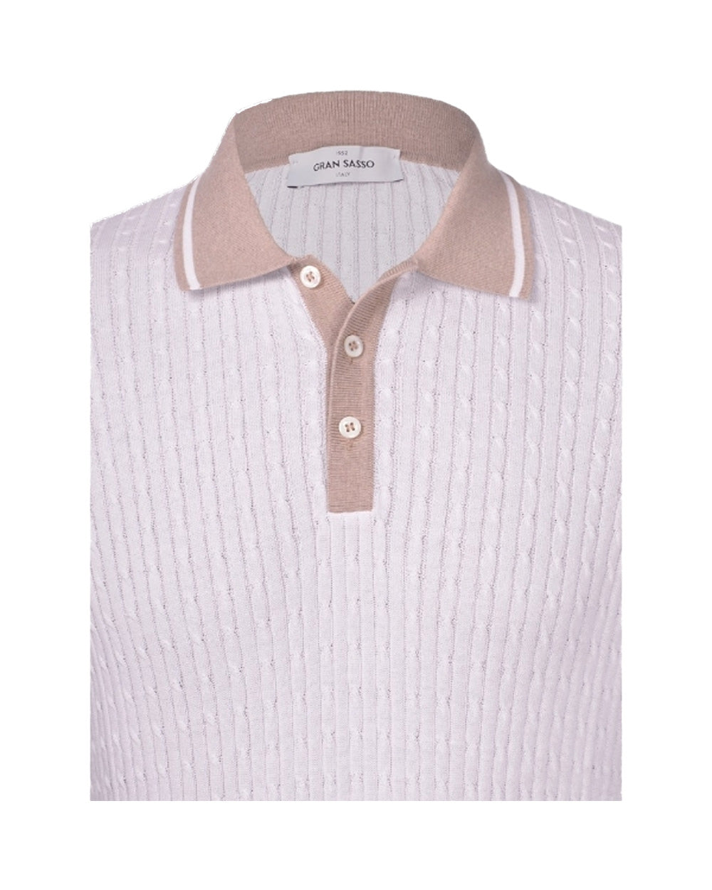 GRAN SASSO Polo GRAN SASSO uomo 5711320625 Bianca lavorazione a trecce regular fi cotone 5711320625 002