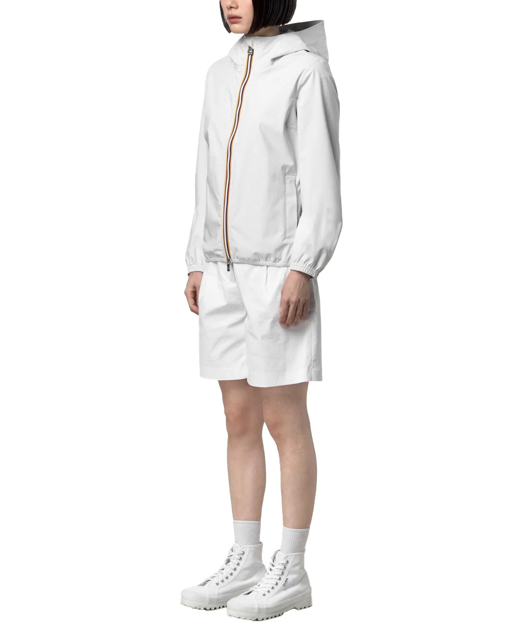 K-WAY Giubbino K-WAY donna K21346W LIL 2.0 STRETCH DOT Bianco impermeabile antivento idrorepellente traspirante K21346W 001