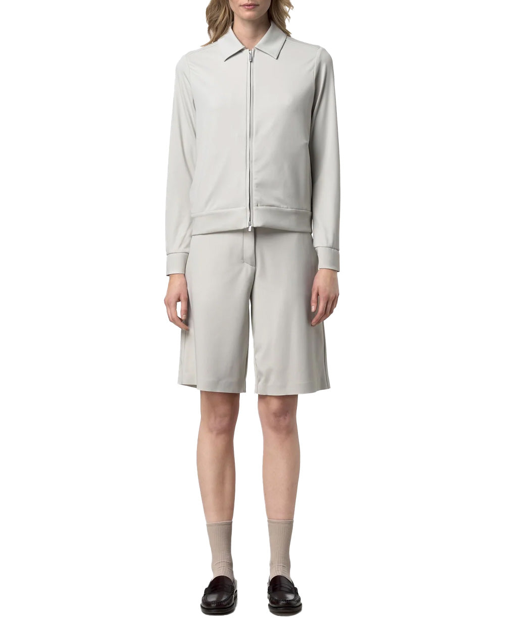 K-WAY Felpa K-WAY donna K21478W ISY SL SPACER Beige colletto camicia zip tasche tessuto spacer<BR/> K21478W 634