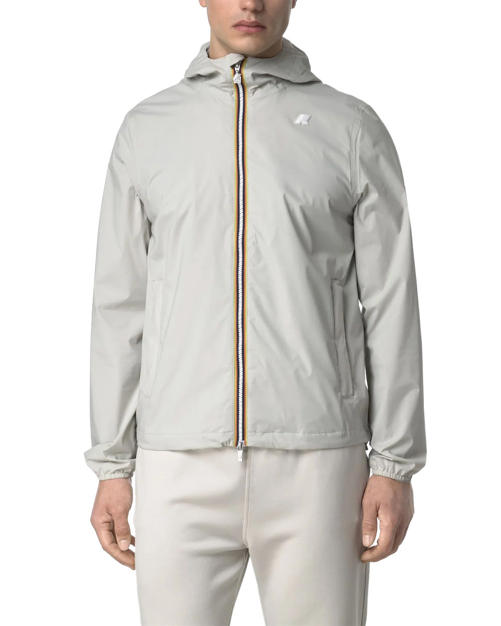 K-WAY Giubbino K-WAY uomo K3123UW JACK STRETCH NYLON JERSEY Beige impermeabile antivento cappuccio zip K3123UW 634