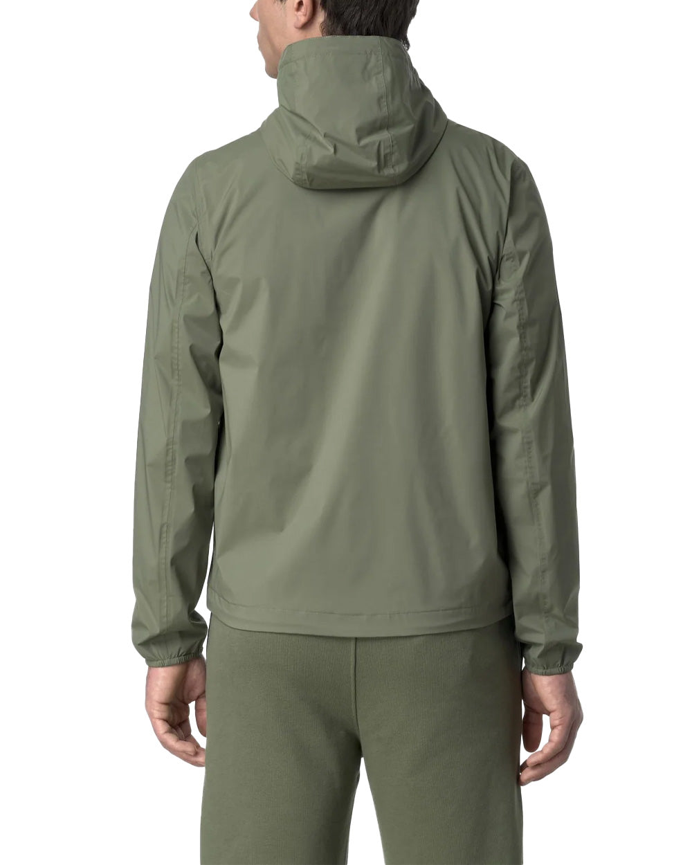 K-WAY Giubbino K-WAY uomo K3123UW JACK STRETCH NYLON JERSEY Verde impermeabile antivento cappuccio zip K3123UW V15