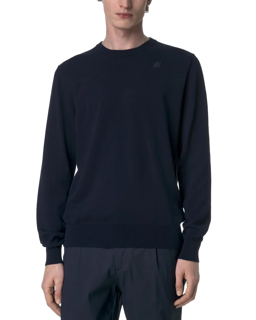 K-WAY Maglia K-WAY uomo K4122YW SEBASTIEN COTTON PS Blu rasata cotone girocollo logo K4122YW K89