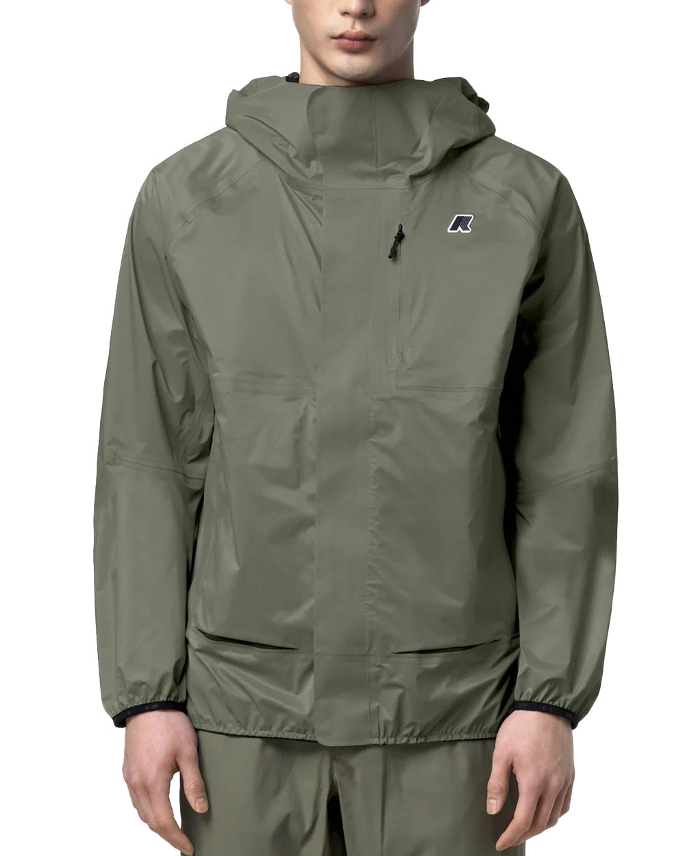 K-WAY Giubbino K-WAY unisex K5122MW ROCHE Verde impermeabile cappuccio tasche fitting regolare K5122MW V15