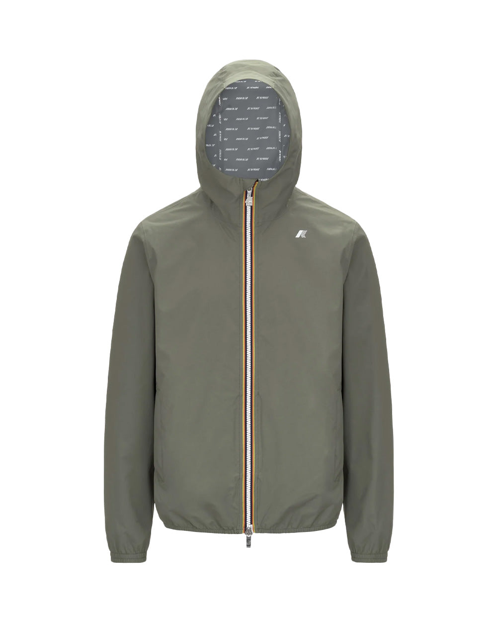 K-WAY Giubbino K-WAY uomo K5127QW JACK STRETCH DOT Verde slim cappuccio logo zip tasche K5127QW V15