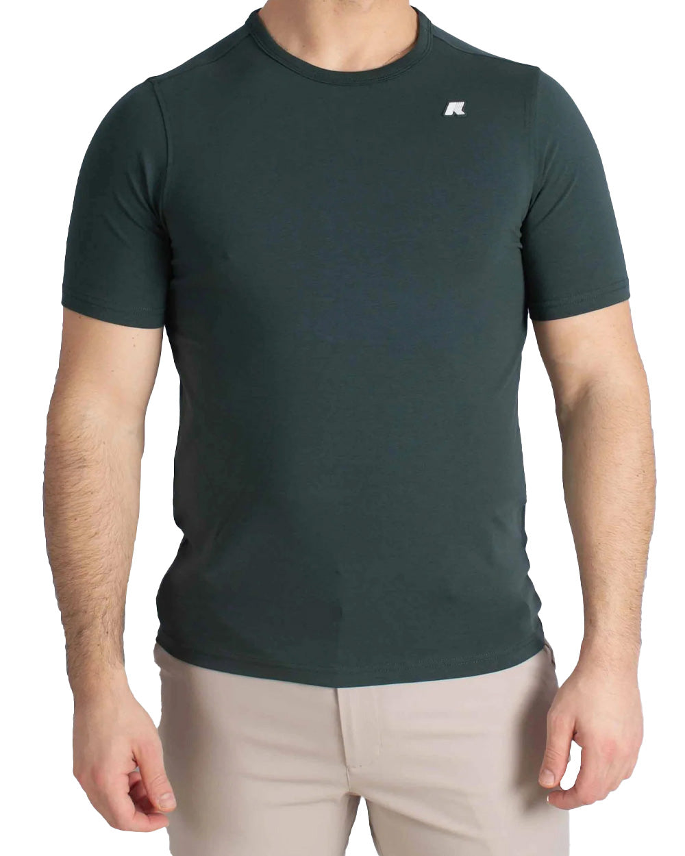 K-WAY T-shirt K-WAY uomo K71349W ADAME LIGHT STRETCH JERSEY Verde fitting slim logo cotone<BR/> K71349W 228