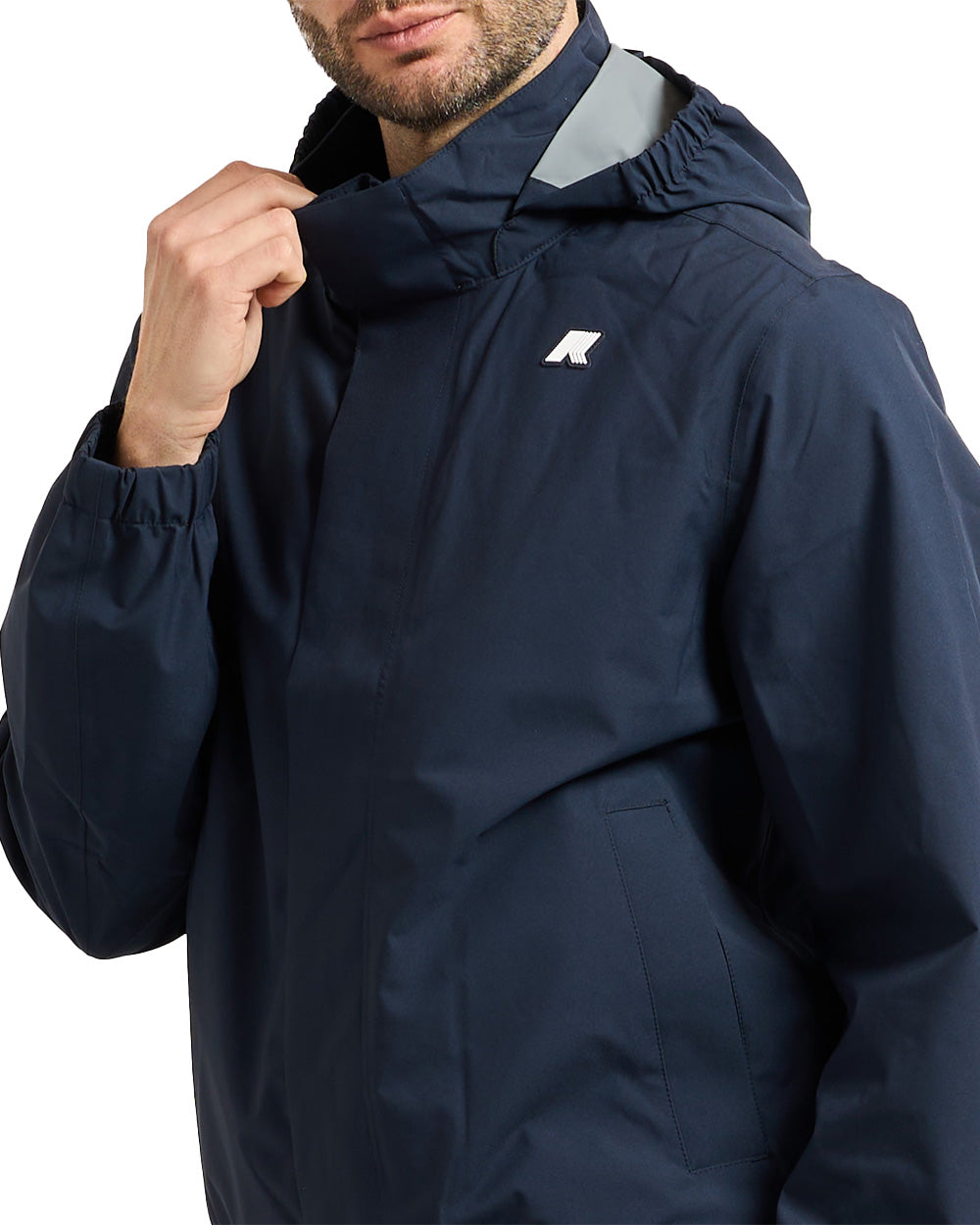 K-WAY Giubbino K-WAY uomo K71519W AURENE STRETCH 2L Blu impermeabile collo alto cappuccio due tasche K71519W K89
