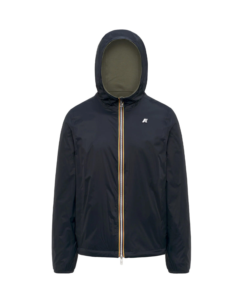 K-WAY Giubbino K-WAY unisex K8134TW JAKE REVERSIBLE INTERLOCK Verde Blu reversibile cappuccio zip tasca slim K8134TW B1R