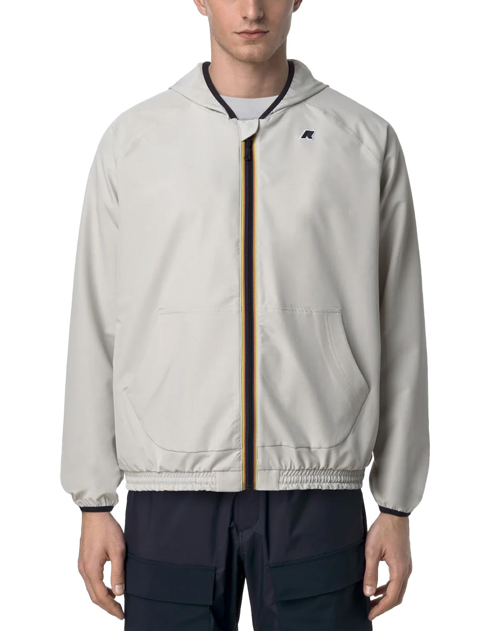 K-WAY Giubbino K-WAY uomo K8138RW SIA Beige cappuccio zip tasca logo poliestere K8138RW 634