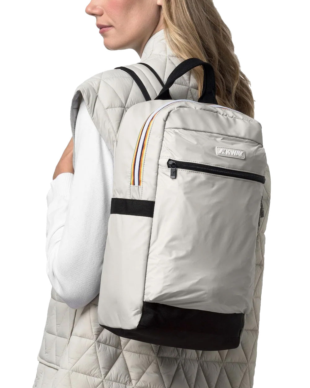 K-WAY Zaino K-WAY unisex K8148CW MID LAON Beige idroreppellente spallacci tasca logo K8148CW 634