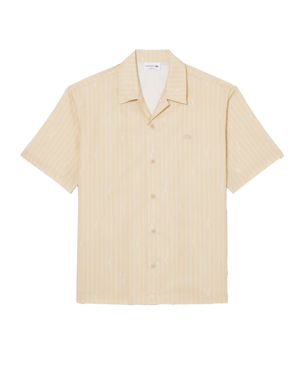 LACOSTE Camicia LACOSTE uomo CH2343 Beige cotone relaxed fit stampa righe coccodrilli CH2343 2IU