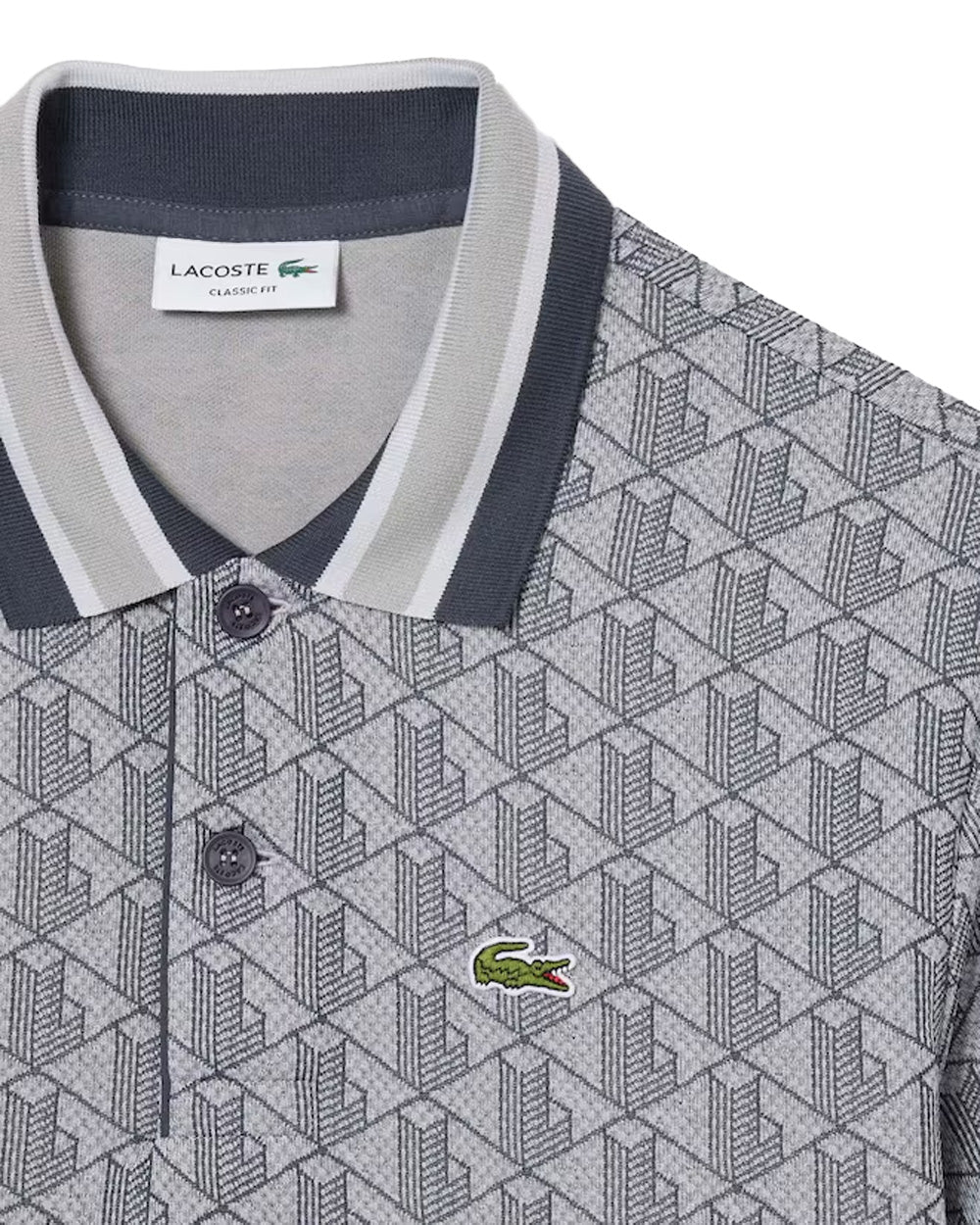 LACOSTE Polo LACOSTE uomo Jacquard DH1417 Grigia monogramma poliestere coccodrillo <BR/><BR/> DH1417 41I