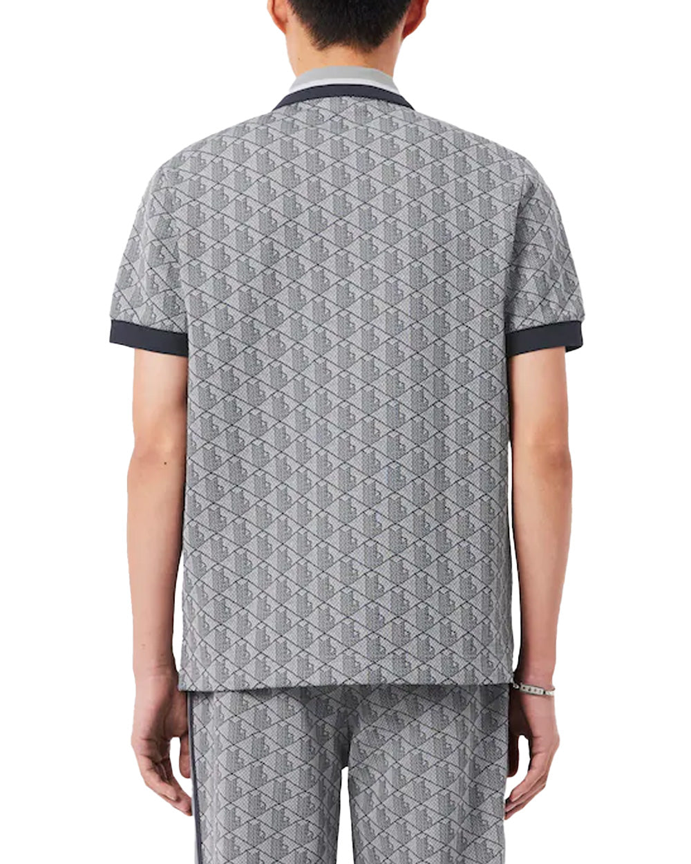 LACOSTE Polo LACOSTE uomo Jacquard DH1417 Grigia monogramma poliestere coccodrillo <BR/><BR/> DH1417 41I