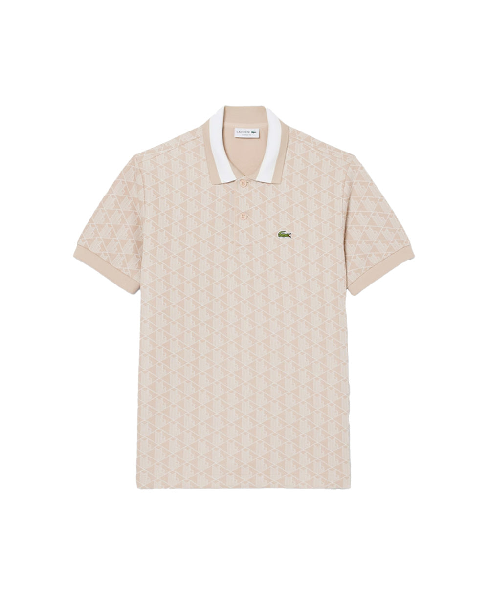 LACOSTE Polo LACOSTE uomo Jacquard DH1417 Beige monogramma poliestere coccodrillo <BR/><BR/> DH1417 8GI