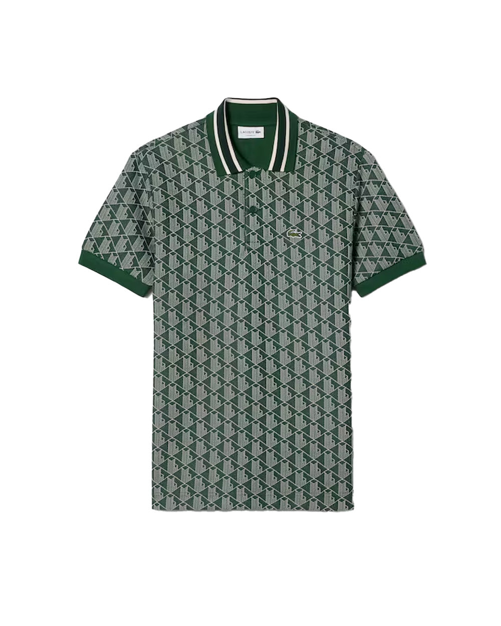 LACOSTE Polo LACOSTE uomo Jacquard DH1417 Verde monogramma poliestere coccodrillo <BR/> DH1417 D1R