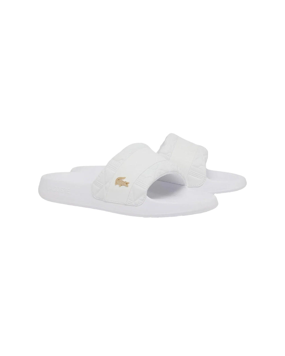LACOSTE Ciabatte LACOSTE uomo Serve Slide Hybrid E03862 Bianche tinta unita dettaglio logo regular fit<BR/> E03862 21G