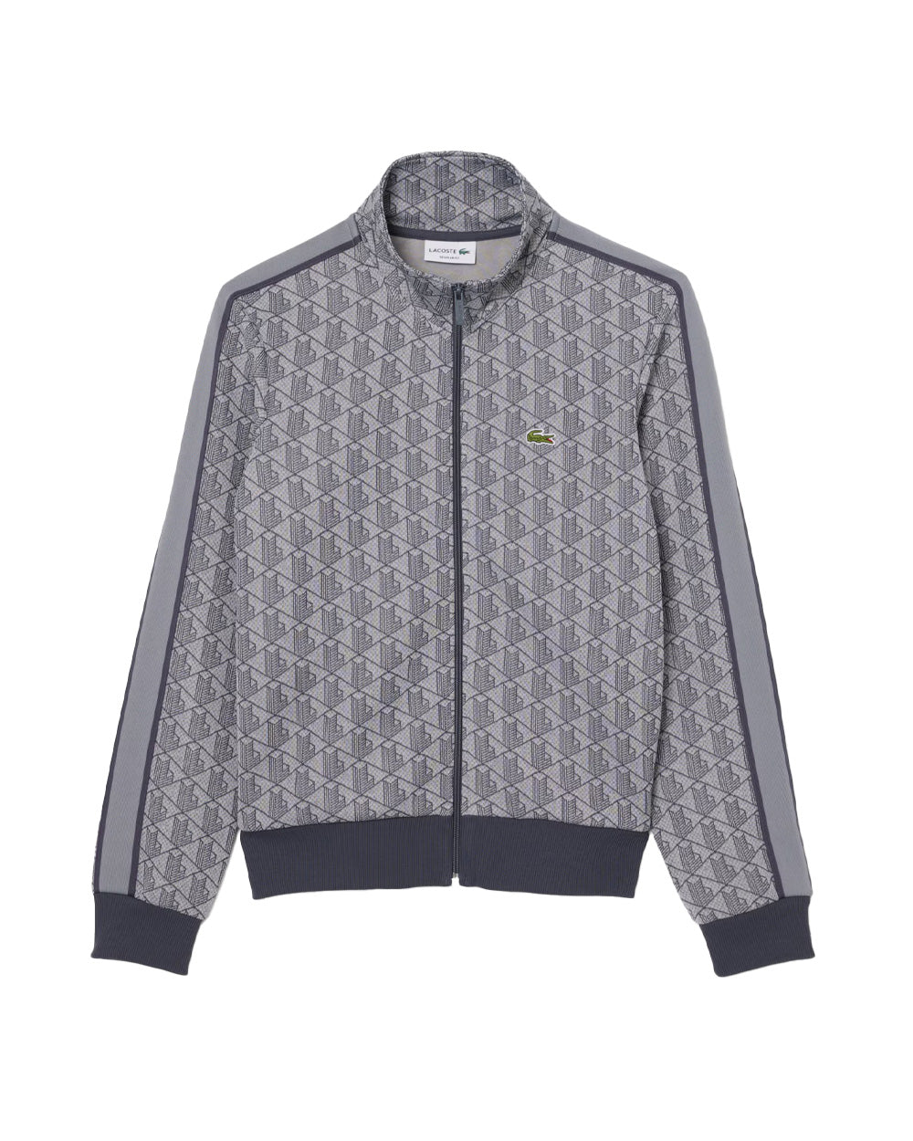 LACOSTE Felpa LACOSTE uomo PARIS SH1368 Grigia cotone organico monogramma taglio regular fit tasche coccodrillo SH1368 41I