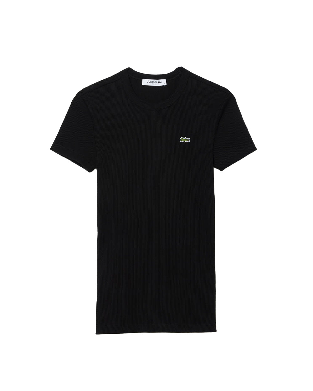 LACOSTE T-shirt LACOSTE donna TF5538 Nera slim fit collo tondo costine TF5538 031