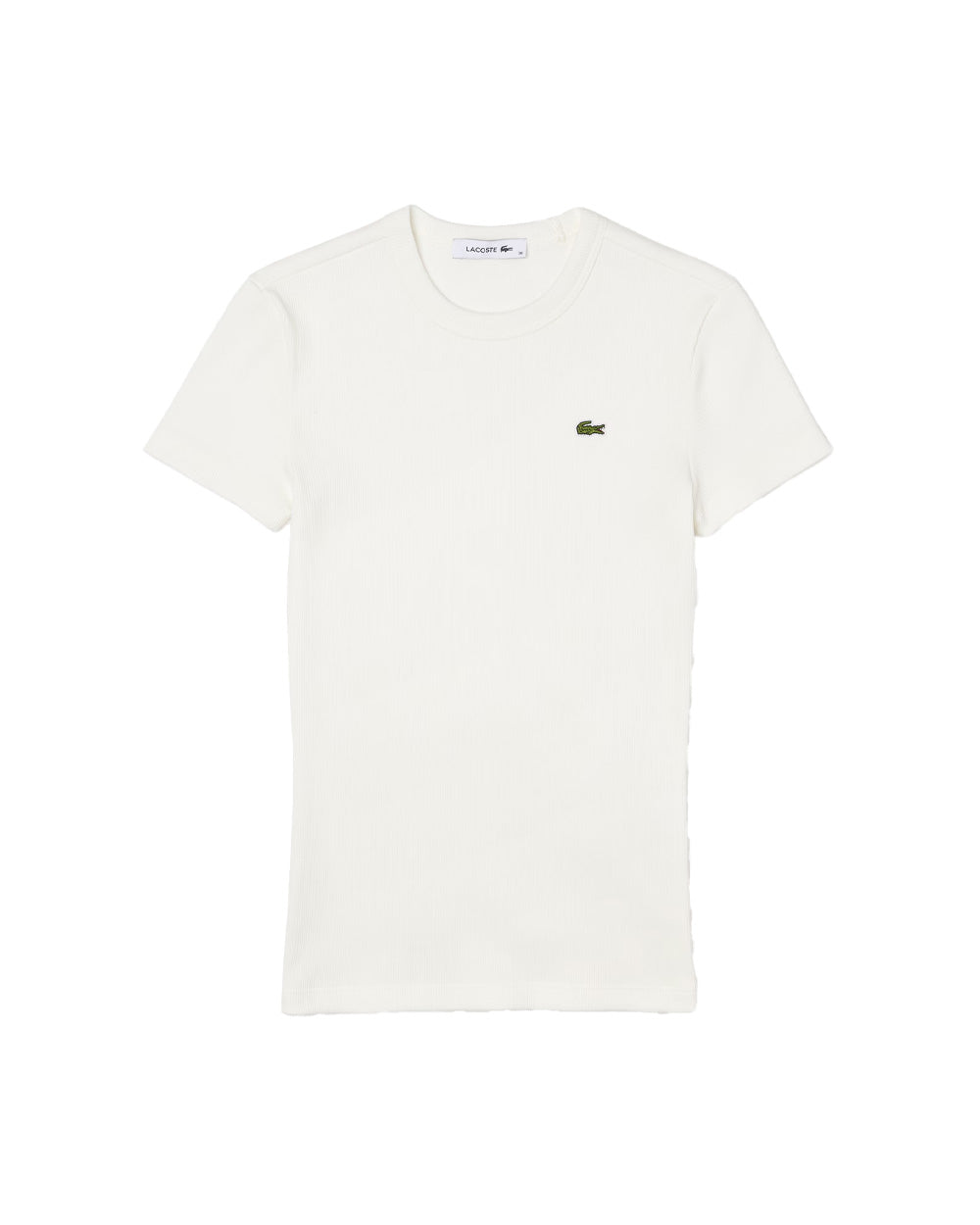 LACOSTE T-shirt LACOSTE donna TF5538 Bianca costine slim fit collo rotondo TF5538 70V