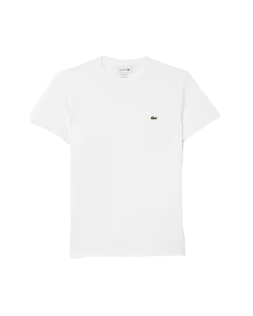 LACOSTE T-shirt LACOSTE uomo TH6709 Bianca pregiato cotone taglio dritto regular coccodrillo TH6709 001