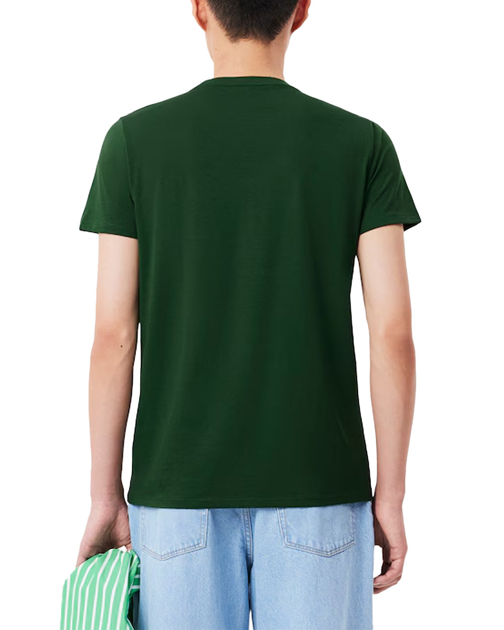 LACOSTE T-shirt LACOSTE uomo TH6709 Verde pregiato cotone taglio dritto regular coccodrillo TH6709 132