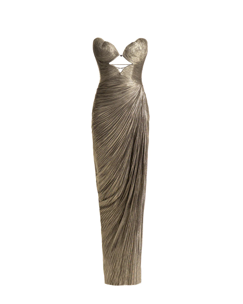 MARIA LUCIA HONAN Abito MARIA LUCIA HONAN donna Amisha PF006437 Oro senza spalline foderato cut out cerniera<BR/> PF006437 3