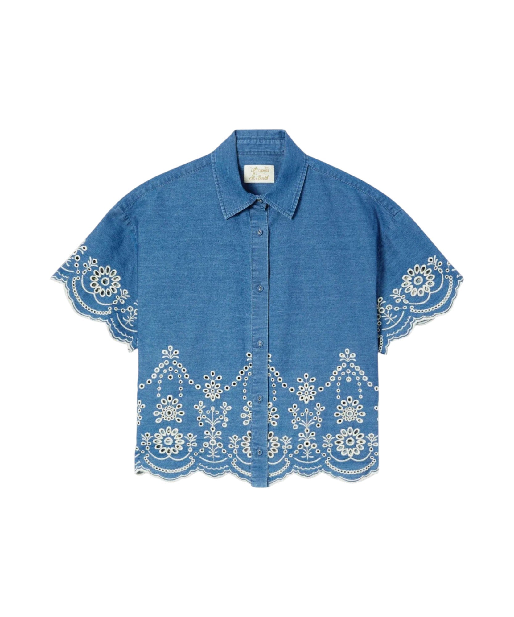 MC2 SAINT BARTH Camicia MC2 SAINT BARTH donna CEM0001 0473L1 Clementine in chambray con ricamo floreale Denim <BR/> CEM00010473L 1