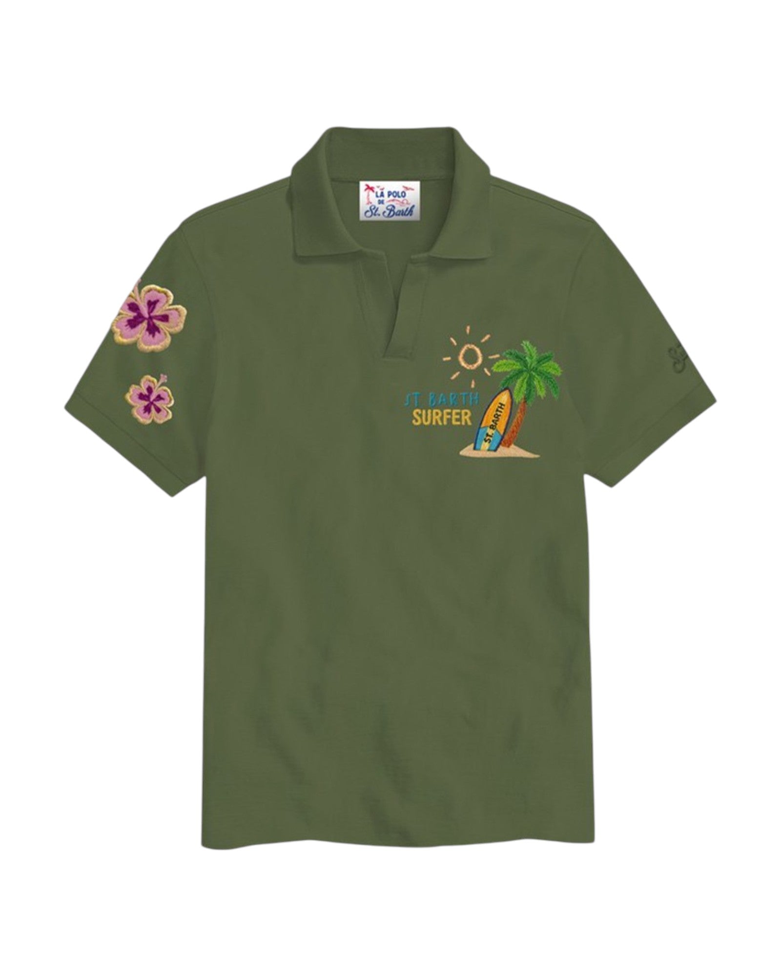 MC2 SAINT BARTH Polo MC2 SAINT BARTH uomo CHS0001 08480L52 Charles in piquet con ricamo Surfer Verde CHS000108480L 52