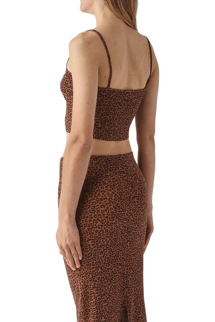 MC2 SAINT BARTH Top MC2 SAINT BARTH donna DEBO001 08698L 18 Deborah Rib Pastel in cotone stretch animalier Marrone<BR/> DEBO00108698L 18