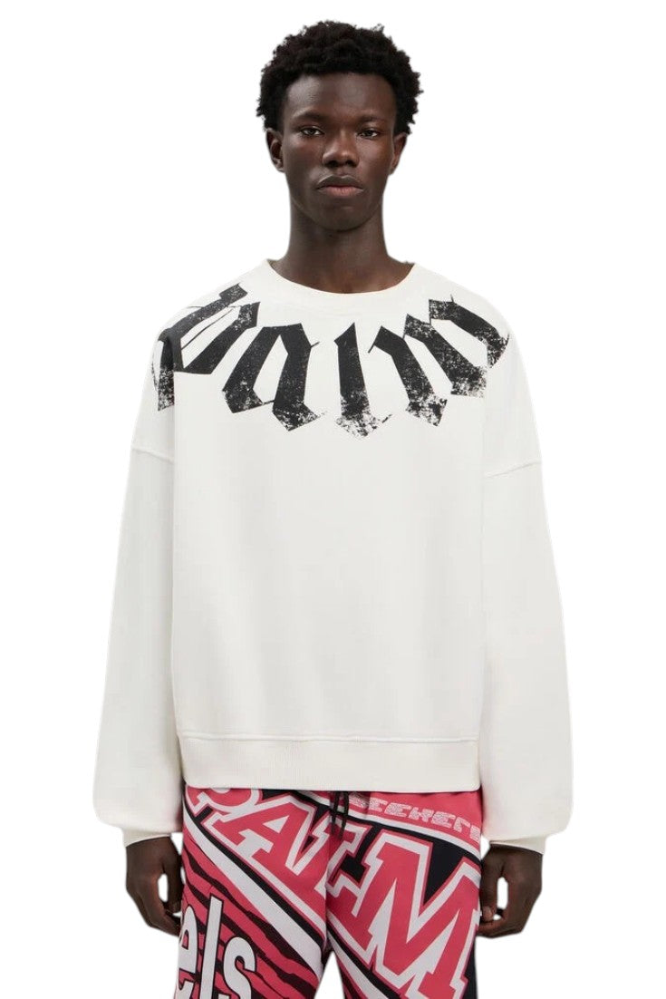 PALM ANGELS Felpa Palm Angels uomo PMBA08JS26FLE0010 310 Big Neck Logo Loose Bianco<BR/> PAMBA08JS26FLE001 0310