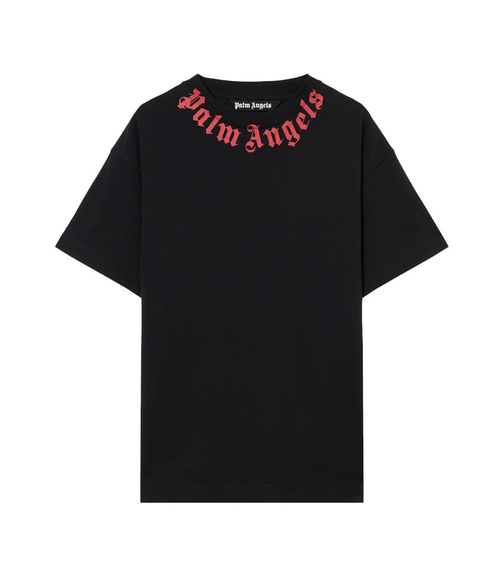 PALM ANGELS T-shirt Palm Angels uomo PMAA109S26JER008 nera rosso logo collo<BR/><BR/> PMAA109S26JER008 1003