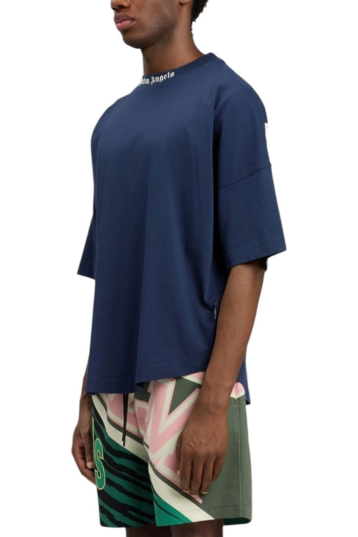 PALM ANGELS T-shirt Palm Angels uomo PMAA10BS26JER0014 103 Classic logo over tee Blu<BR/> PMAA10BS26JER001 4103