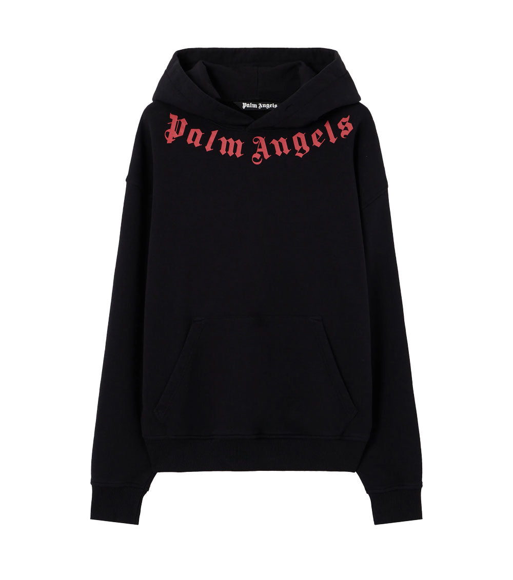 PALM ANGELS Felpa Palm Angels uomo PMBB17DS26FLE007 nera logo sul collo cappuccio<BR/> PMBB17DS26FLE007 1025