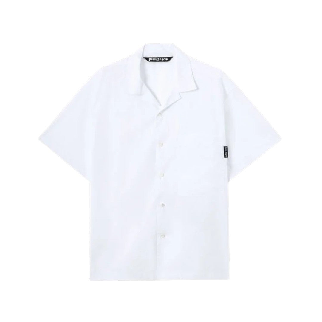 PALM ANGELS Camicia Palm Angels uomo PMGG00AS26FAB0010 310 Back Curved Logo Bowling Bianco<BR/> PMGG00AS26FAB001 0310