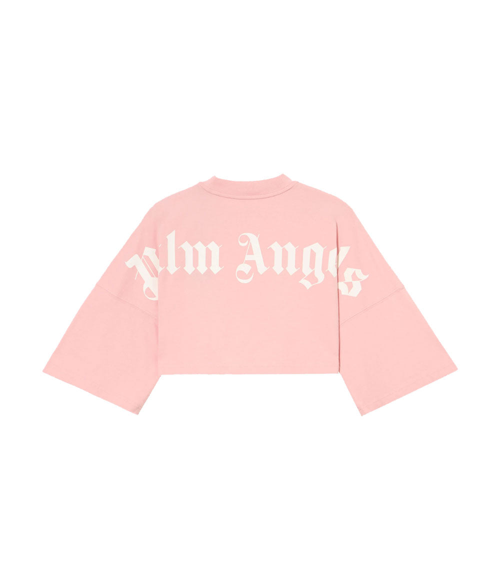 PALM ANGELS T-shirt Palm Angels donna PWAA054S26JER002 rosa crop logo<BR/> PWAA054S26JER002 3003