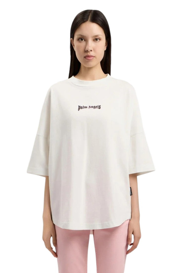 PALM ANGELS T-shirt Palm Angels donna PWAA07CS26JER0060 310 Outline Logo Over Bianco<BR/> PWAA07CS26JER006 0310