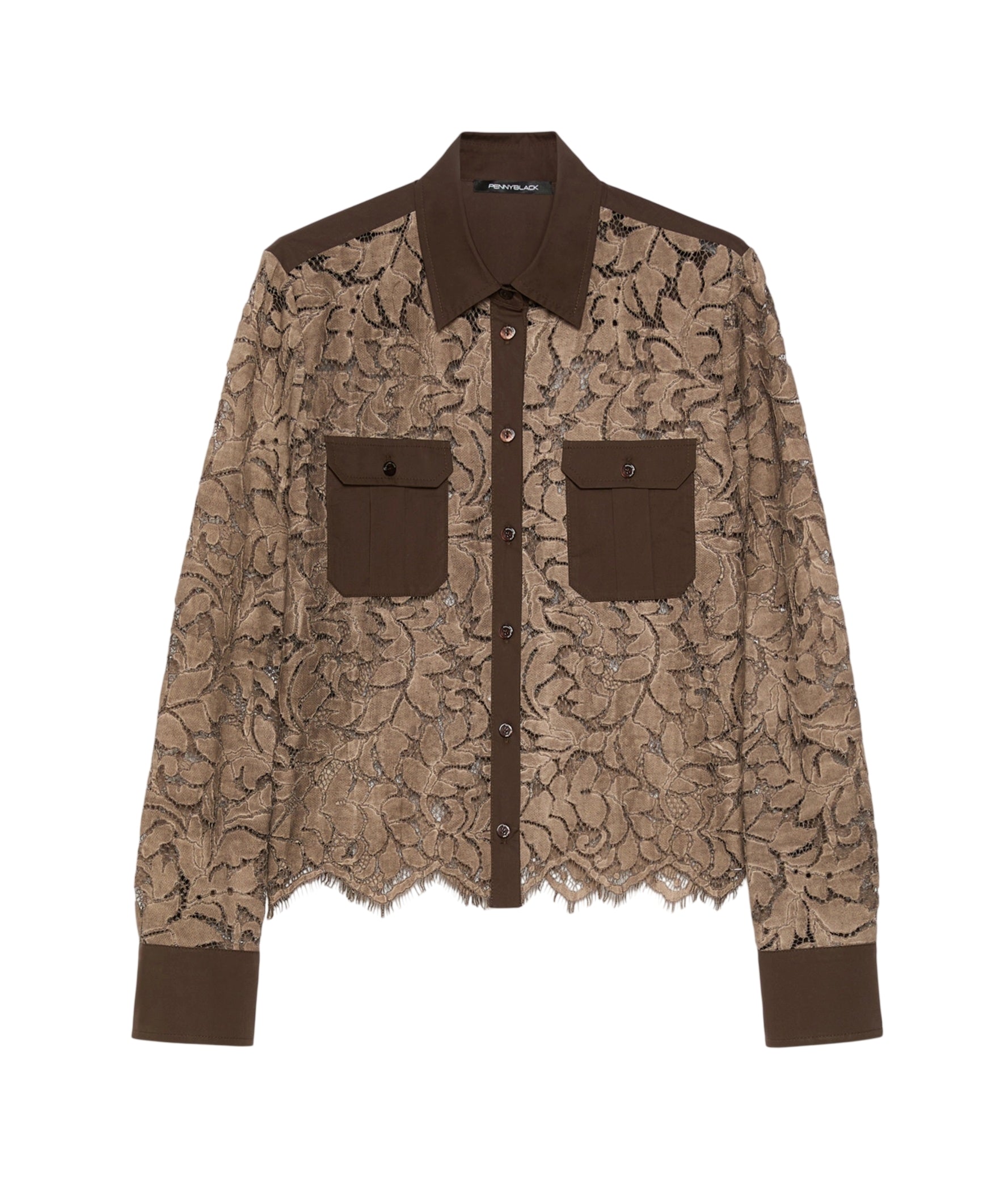 PENNYBLACK Camicia Pennyblack donna 2612111032200 001 Fresia pizzo Cacao<BR/> 2612111032200 001
