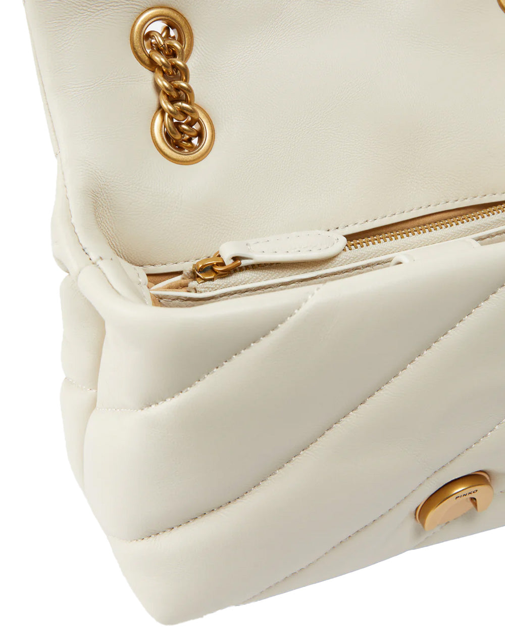 PINKO Borsa PINKO donna MINI LOVE BAG PUFF 100039A0F2 Bianca nappa pelle trapuntatura tracolla oro 100039A0F2 Z14Q