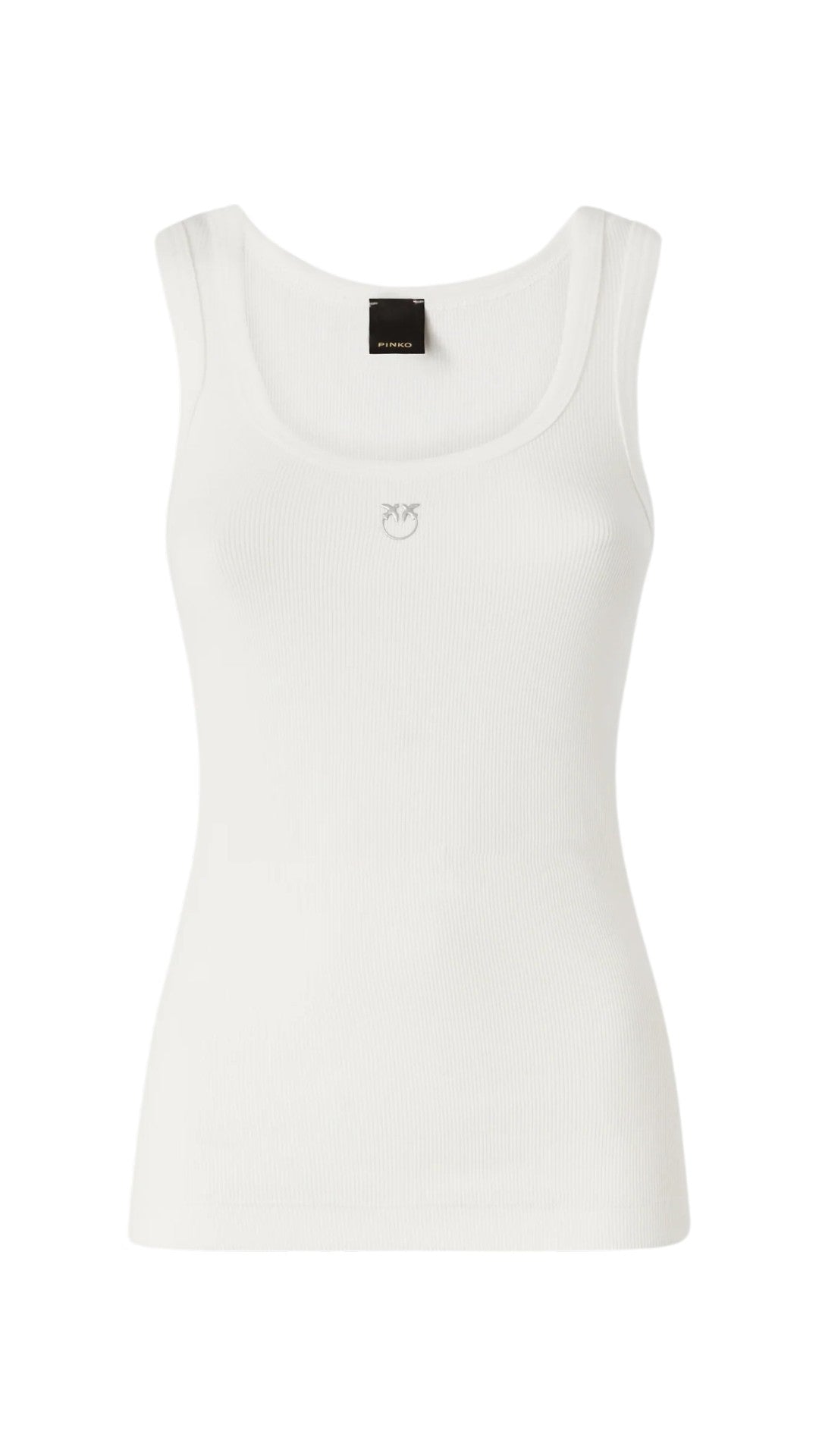PINKO Canotta Pinko donna 100807A338 Z05 Calcolatore con applicazione dorata Love Birds Bianco <BR/> 100807A338 Z05