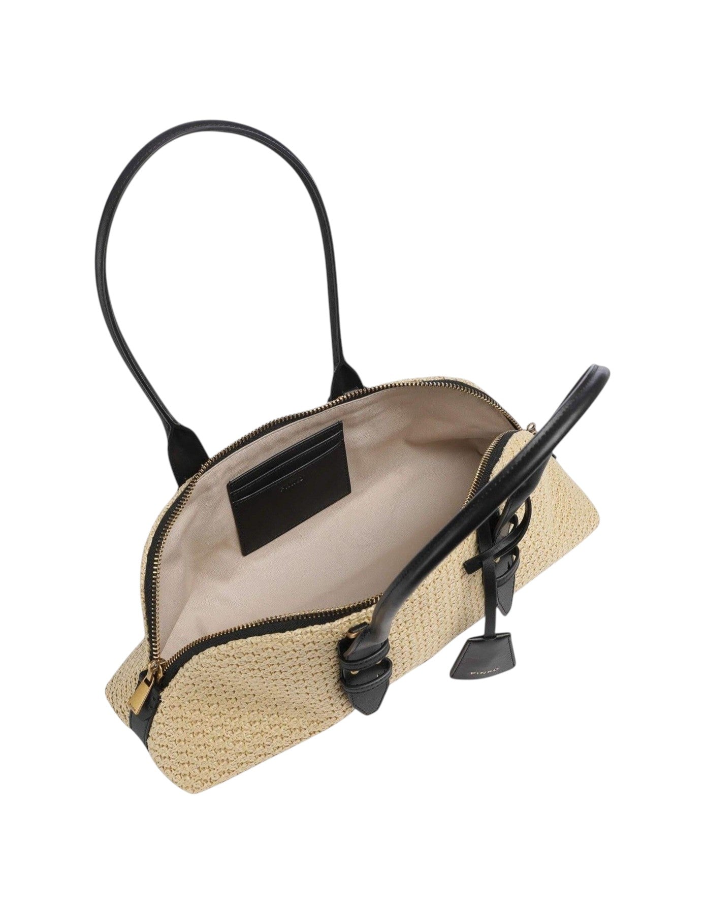 PINKO Borsa Pinko donna 106169A1RL C24Q Bowling Horizontal Big Rafia Beige<BR/> 106169A1RL C24Q