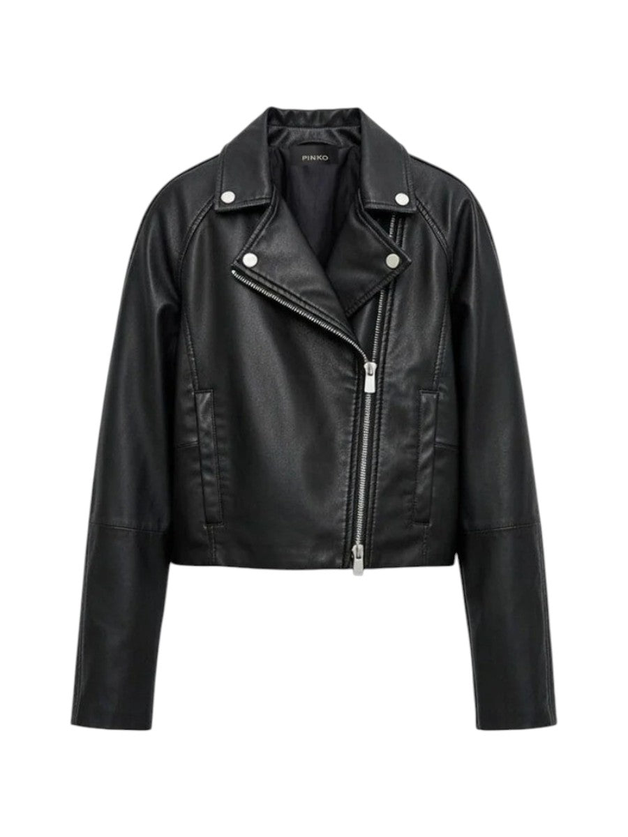 PINKO Giubbino Pinko donna 106229A31Y Z99 Carlene chiodo pelle Nero 106229A31Y Z99