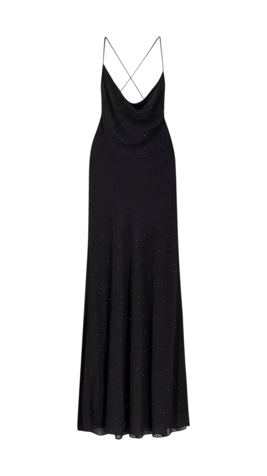 PINKO Abito Pinko donna 106299A32X Z99 Farro lungo in satin con strass Nero 106299A32X Z99