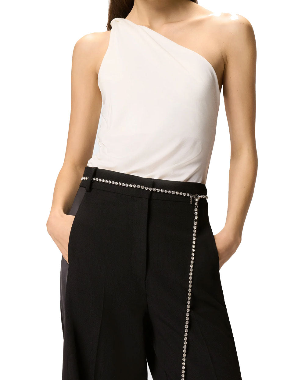 PINKO Top donna Pinko 106544A37V Kristel bianco monospalla nodo<BR/><BR/> 106544A37V Z05
