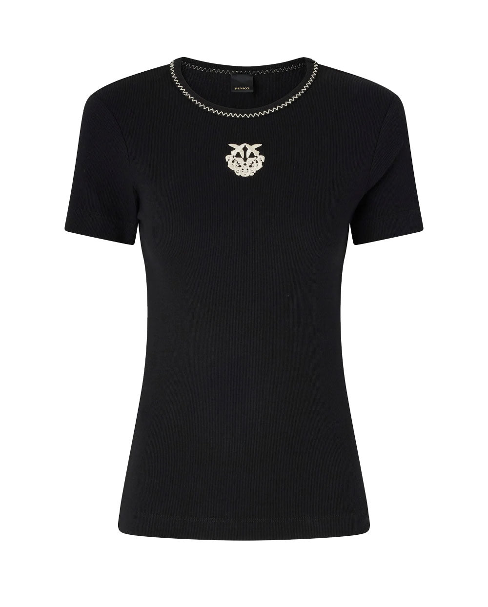PINKO T-shirt Pinko donna 106815A3AL Brugherio nera costine love birds 106815A3AL Z99