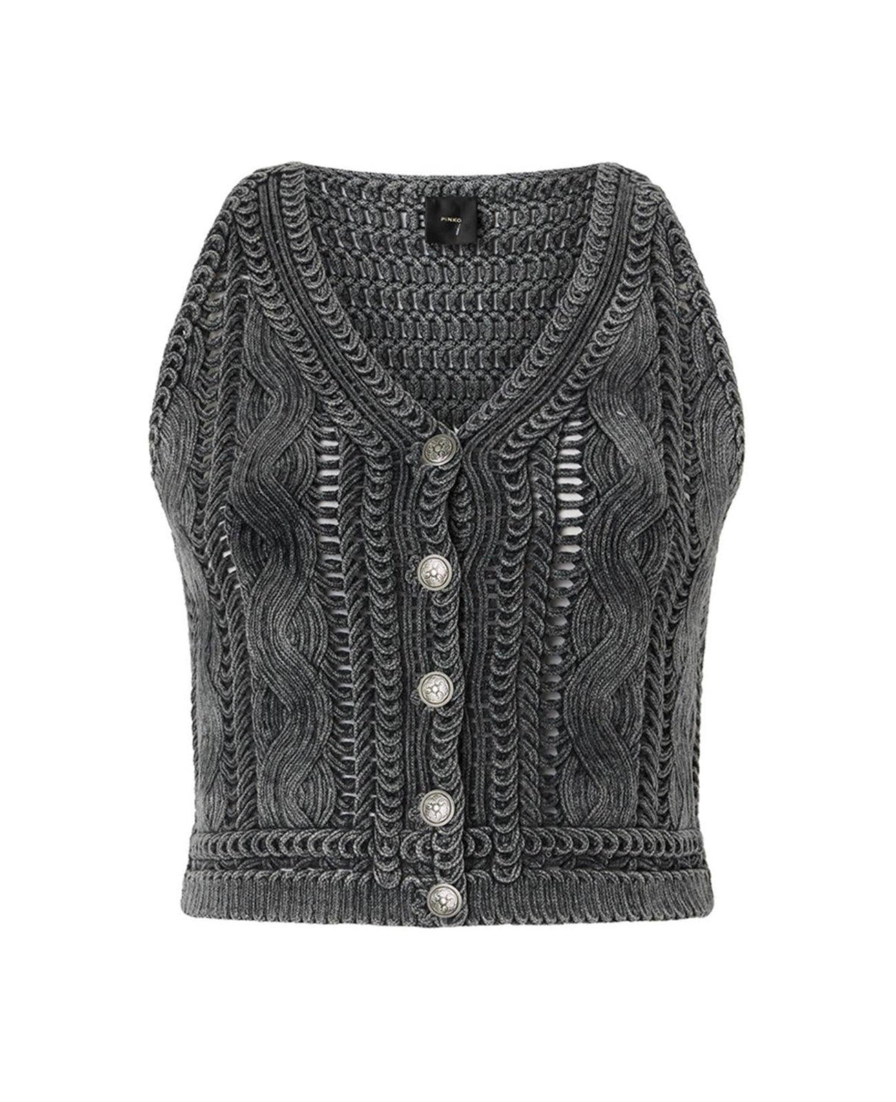 PINKO Gilet Pinko donna 106859A3BA I91 Myrtus in maglia di cotone Grigio<BR/> 106859A3BA I91